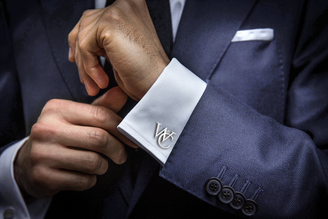 Initials Cufflinks for groom 925 silver cufflinks Etsy
