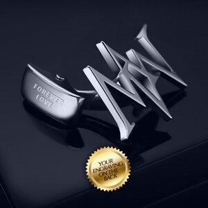 Initials Wedding Cufflinks personalized, Engraved cufflinks 925 silver, Bespoke Cufflinks for groom zdjęcie 4