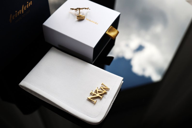 Gold-plated Cufflinks Initials, Personalized Cufflinks for groom, Wedding Cufflinks grooms gift from bride imagem 4