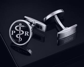 Doctor Cufflinks Staff of Asclepius, Medical Cufflinks Personalized, Med grad cufflinks, Gift for doctor