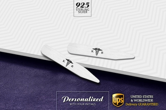 2.5 Inch Metal Collar Stiffeners Made In USA MODERN GOODS SHOP Stainless Steel Collar Stays With Laser Engraved Target Design