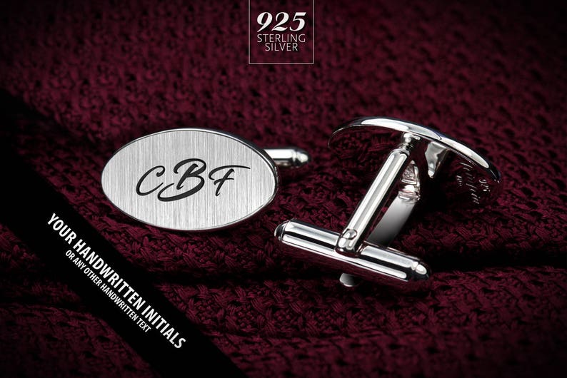 Initials Cufflinks Engraved Cufflinks Personalized Cufflinks Handwriting Father/'s day gift Wedding groom gift