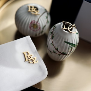 Gold-plated Cufflinks Initials, Personalized Cufflinks for groom, Wedding Cufflinks grooms gift from bride zdjęcie 8