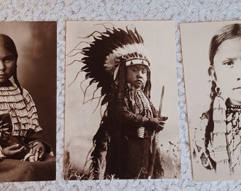 Set of 3 vintage Native American post cards