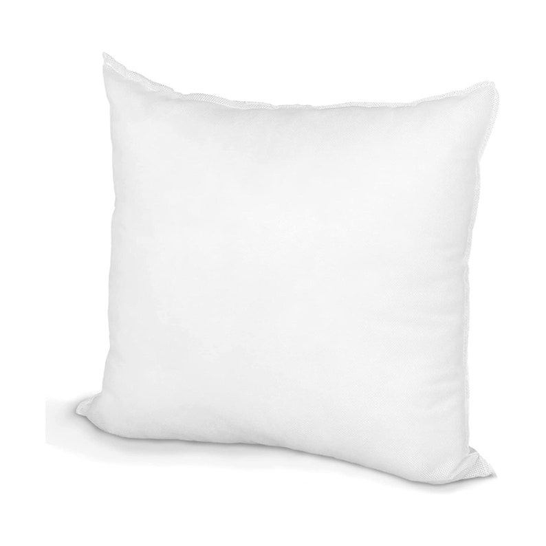 May include: A square, white pillow with a soft, puffy appearance. The pillow has a simple design with a clean, smooth surface and a textured edge. The pillow is likely used for sleeping or decorative purposes.