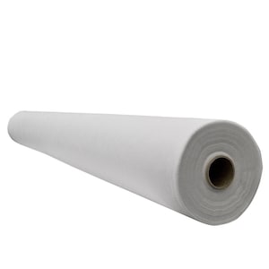 May include: A large roll of white felt fabric. The fabric is tightly rolled and appears to be made of a soft, non-woven material. The roll is cylindrical and has a cardboard core.