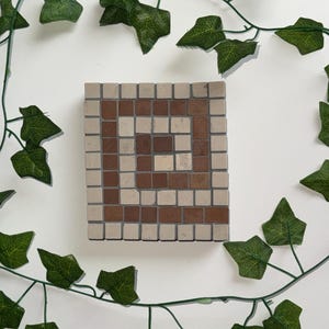 NYC SUBWAY Mosaic Detail -Authentic Porcelain Tile/Custom Work/ Handmade Wall Art - Rust/Gold Spiral