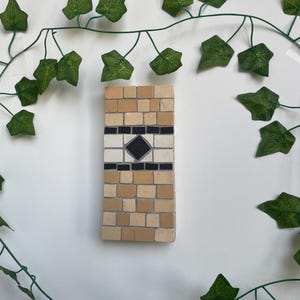 NYC SUBWAY Mosaic Detail -Authentic Porcelain Tile/Custom Work/ Handmade Wall Art - Black/White Detail