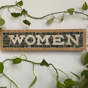 NYC SUBWAY Mosaic Sign &quot; WOMEN&quot; - Authentic Porcelain Tile Subway Work /Custom Work/Handmade