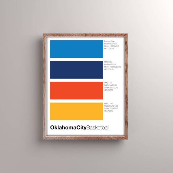 Oklahoma City Basketball nuancier n’est pas encadrée impression minimaliste | 11 x 17