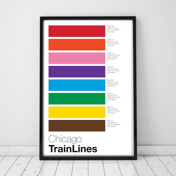 Chicago Trains Color Swatch Unframed Minimalist Print 11x17 - Etsy