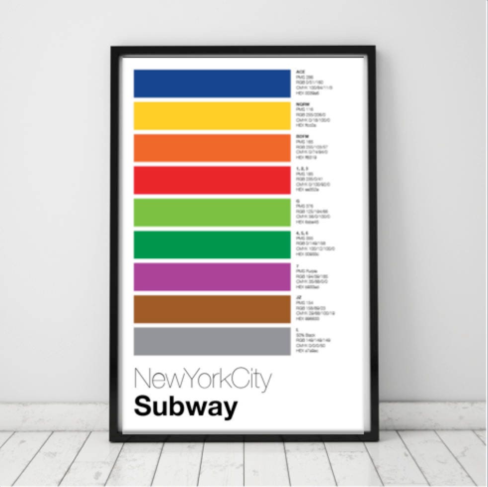 NYC Subway Color Swatch Unframed Minimalist Print 11x17 Etsy