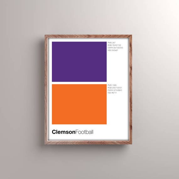 Clemson Color Swatch Unframed Minimalist Print 11x14 Etsy