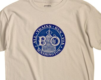 Via Washington B&O Museum T Shirt Vintage Logo Railroad Train Tee Shirt Mens Womens Ladies Youth Kids