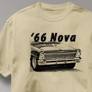 Chevy Nova 1966 Classic Chevrolet T Shirt Auto Tee Shirt Mens Womens Ladies Youth Kids image 5