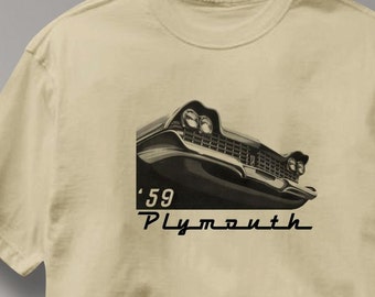 Plymouth 1959 Classic Car Auto T Shirt Tee Shirt Mens Womens Ladies Youth Kids