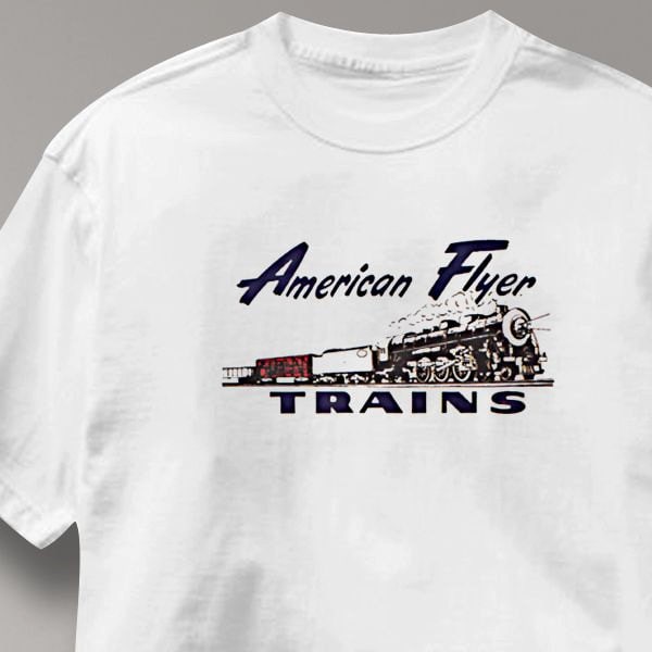 American Flyer T Shirt Vintage Logo Railroad Train Tee Shirt Mens Womens Ladies Youth Kids