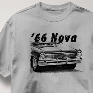 Chevy Nova 1966 Classic Chevrolet T Shirt Auto Tee Shirt Mens Womens Ladies Youth Kids image 1