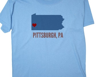 GreatCitees Unisex Pittsburgh Pennsylvania PA HEART Hometown Souvenir Tee Shirt Mens Womens Ladies Youth Kids