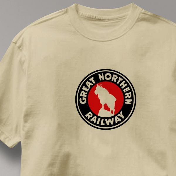 Great Northern Railway T Shirt Logo Railroad Train Tee Shirt Mens Womens Ladies Youth Kids