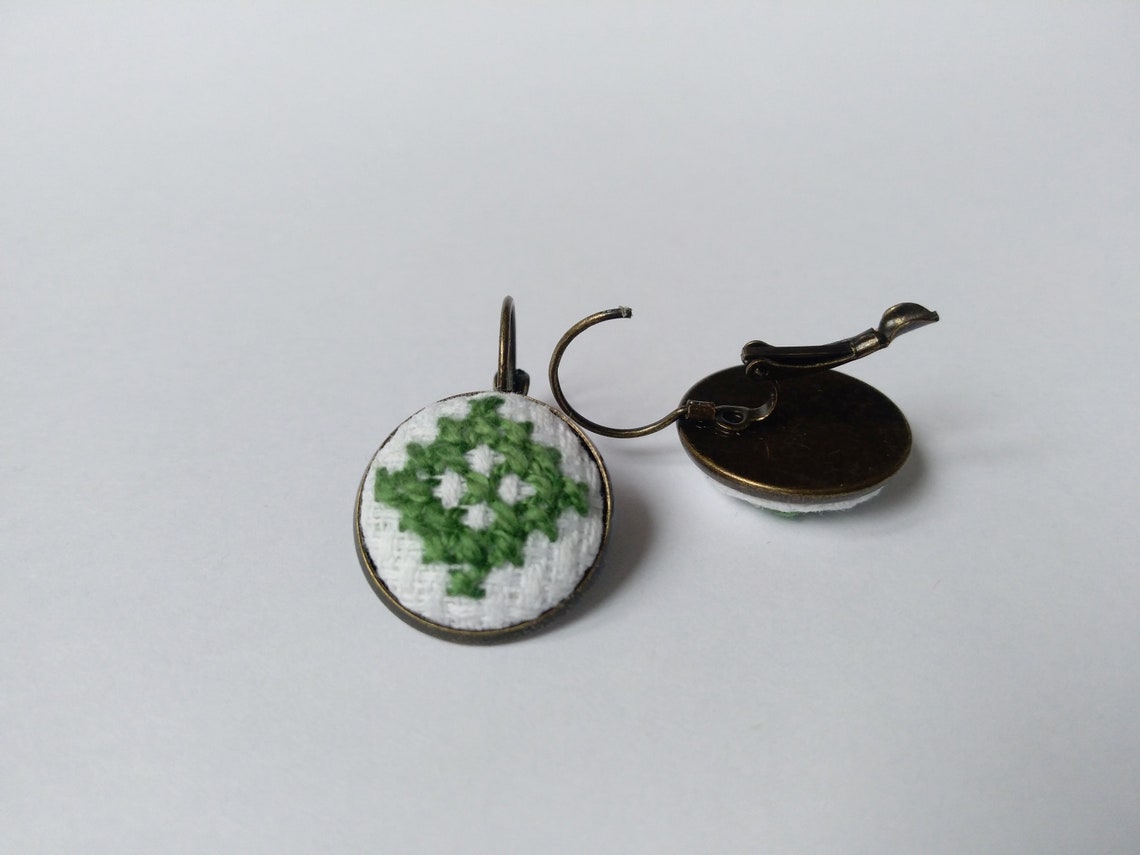 Cross Stitch Earrings Embroidered Jewelry Embroidered Etsy