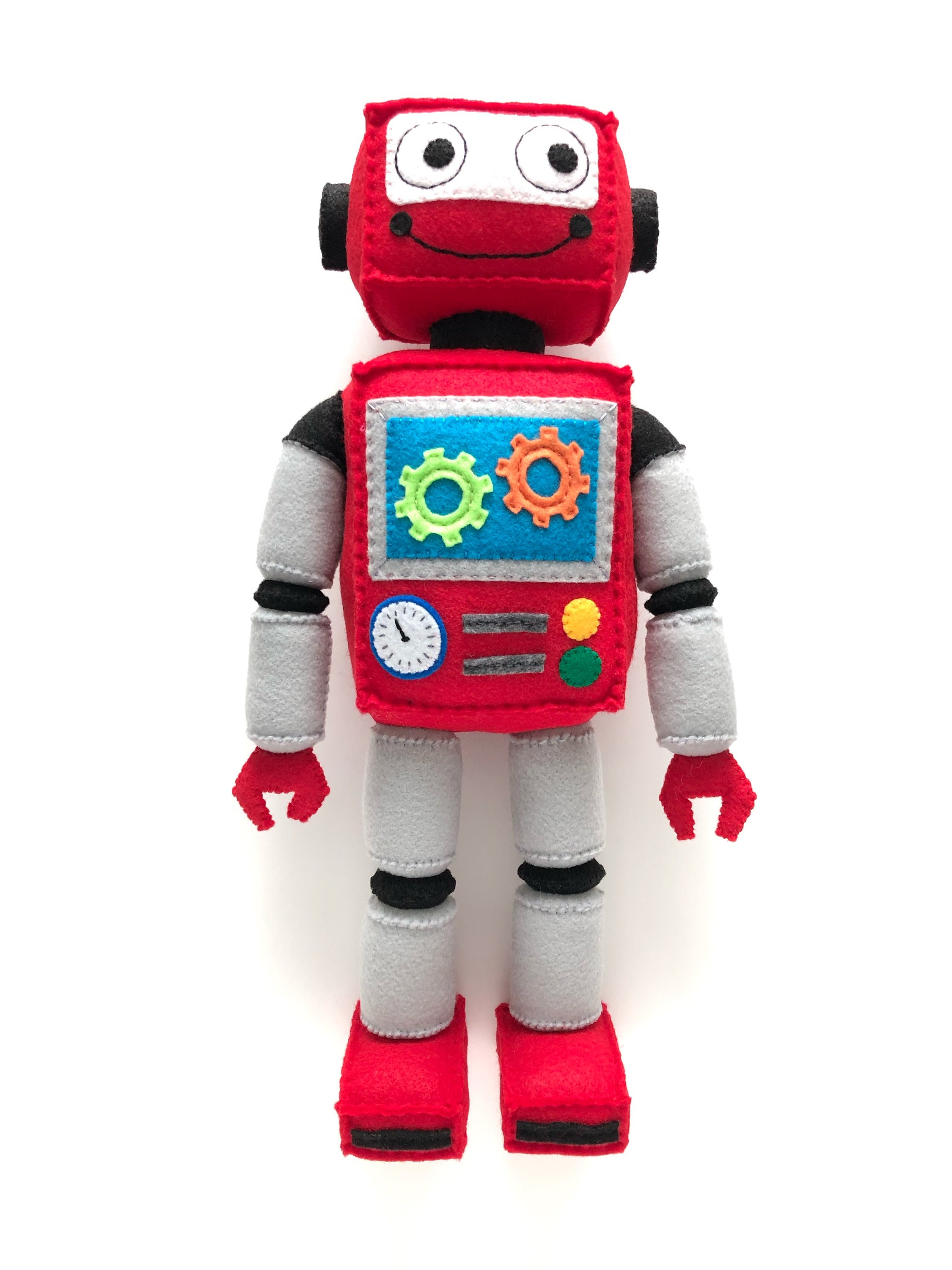 Cute Robot Plush Cute Red And Grey Standing Plush Felt Robot