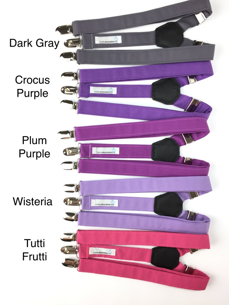 Suspenders,Adjustable Suspenders For Adult,Children,Baby,Todler,Boys,Dark Gray,Crocus Purple,Plum Purple,Wisteria.