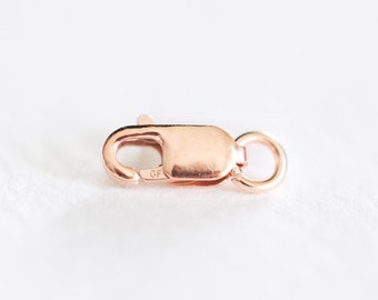 5pcs 8x4mm 14k Rose Gold Filled Lobster Clasp - 14k rgf lobster clasp with attached open ring, pink gold clasp closure