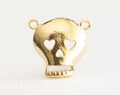 Heart Eyed Skull Vermeil Gold Charm - Halloween, day of the dead Dia de Muertos, 18k goldplated over sterling silver sugar skull pendant