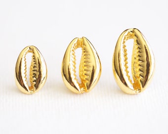 Vermeil 18k gold over 925 sterling silver cowrie shell connector sea shell cowrie shiny gold cowrie shell connector shell connector