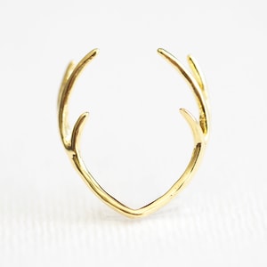 Vermeil Gold Skinny Deer Antler Connector Charm - 925 silver antler head rudolph the reindeer animal taxidermy wild male caribou elk horn image 1