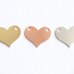 Personalized Blank Heart Stamping Connector Charm - 14k gold filled, 14k rose gold filled, or sterling silver 24 gauge blank metal stamping