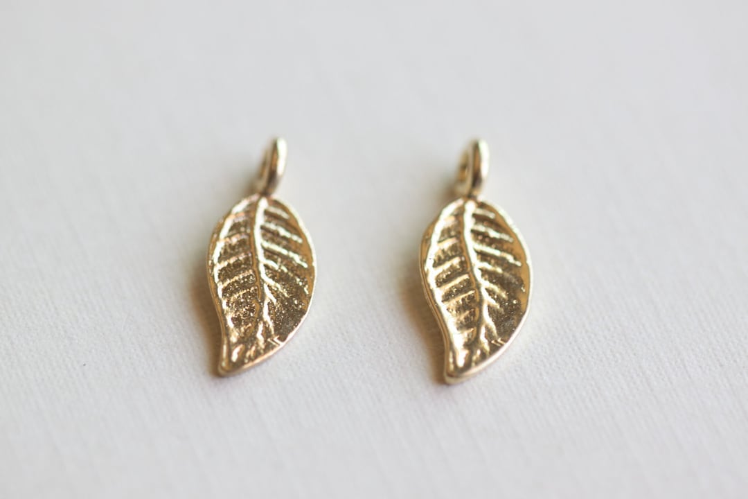 Gold Leaf Vermeil Charms 18 Karat Gold Plated Over Sterling Silver ...