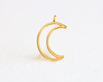 Vermeil Gold Open Crescent Moon Charm - Forme C souhait lune silhouette charme, demi-lune, éclipse, astrologie, plaqué or 18k sur 925 argent