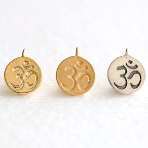 2PCS Small Spiritual Ohm Charm Tag - vermeil 18k gold plated sterling silver, namaste charm, spiritual meditation Om symbol