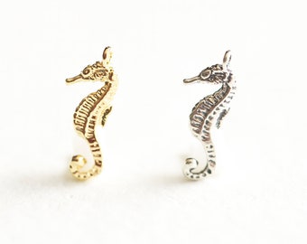 Vermeil Gold or Sterling Silver Seahorse Charms 01 - 15mm 18k gold over sterling silver sea life animal pendants ocean beach tropical summer