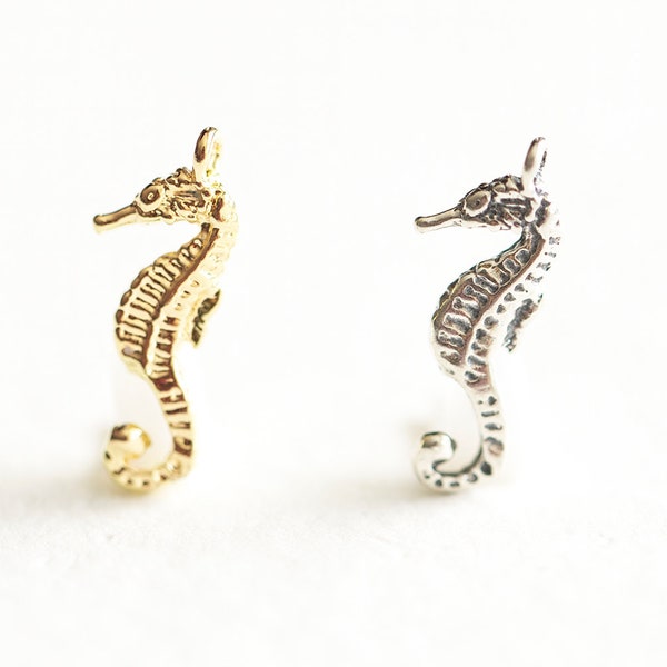 Vermeil Gold or Sterling Silver Seahorse Charms 01 - 15mm 18k gold over sterling silver sea life animal pendants ocean beach tropical summer