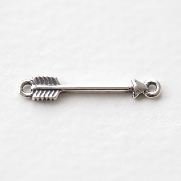 Oxidized Sterling Silver Skinny Arrow Charm  Connector - 925 silver, thin arrowhead link