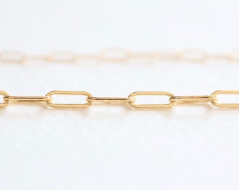 14K Gold Filled Paperclip Drawn Cable Link Chain - 14k gf rectangle lié superposition chaîne, fabrication de bijoux diy chaîne d'approvisionnement en gros, Luxem