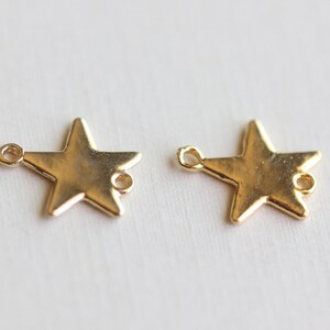 Shiny Gold Star Connector 01 Vermeil gold link charms, 11mm, shiny gold dreamy stars, 1 pair image 3