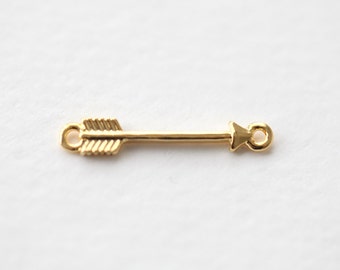 Vermeil Gold Skinny Arrow Charm  Connector - 18k gold plated over sterling silver, thin arrowhead link