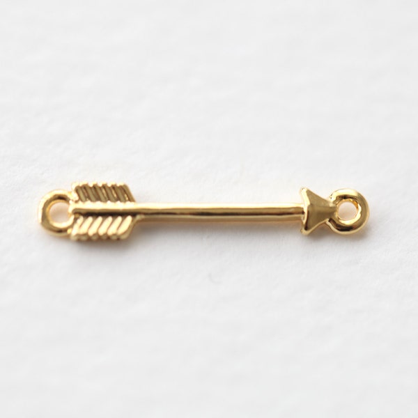 Vermeil Gold Skinny Arrow Charm  Connector - 18k gold plated over sterling silver, thin arrowhead link