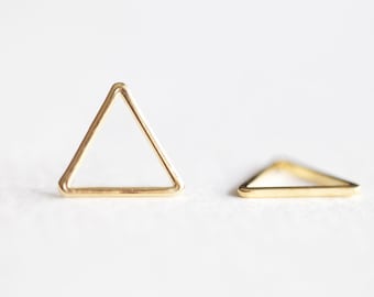 Vermeil Gold Organic Open Triangle Connector Charm - 14mm 2pcs, 18k gold over 925 silver, triangle frame, isosceles equilateral geometrical