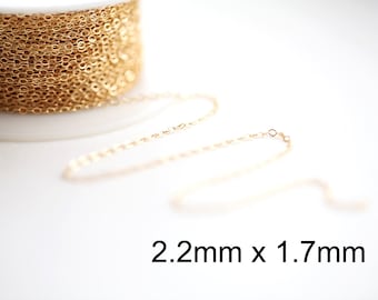 Cadena plana chapada en oro de 14 quilates: 2,2 x 1,7 mm (FC2217GF)