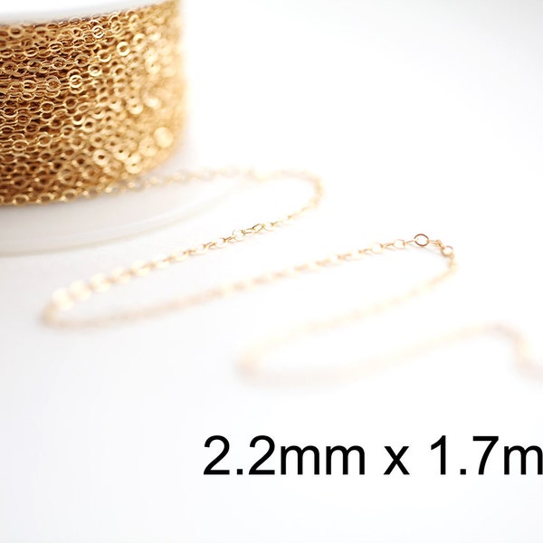 14K Gold Filled Flat Cable Chain - 2.2 x 1.7mm basic flat cable chain (FC2217GF)