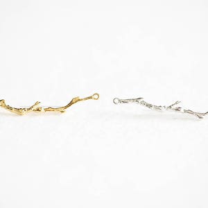 Vermeil Gold or Sterling Silver Skinny Branch Connector Charm - thin delicate tree branch twig spacer link connector pendant nature woodland