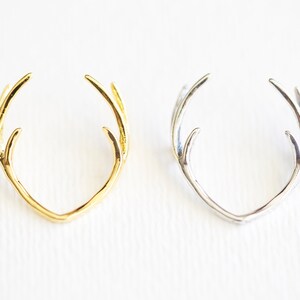 Vermeil Gold Skinny Deer Antler Connector Charm - 925 silver antler head rudolph the reindeer animal taxidermy wild male caribou elk horn image 5