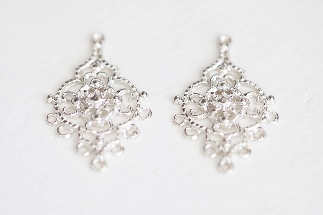 Sterling Silver Chandelier Earring Components 7 Holes, 925 Silver Large ...