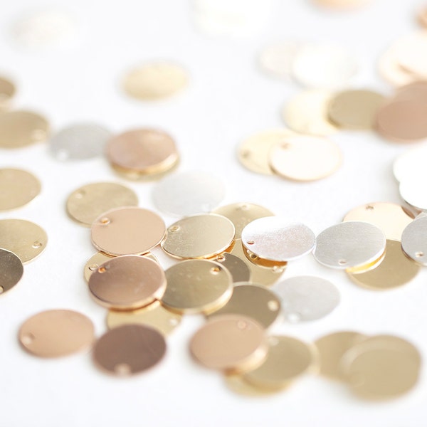 13mm, 0.5 inch,  24 Gauge Blank Round Circle Charm - 14k gold filled, 14k rose gold filled, sterling silver, blanks for stamping