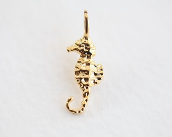 Vermeil Seahorse Charms 02 - 18k gold over sterling silver sea life animal pendants